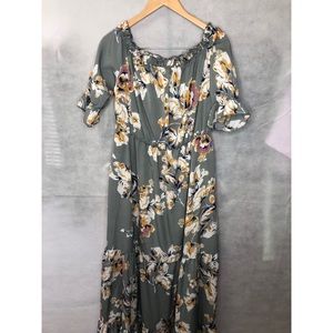 Maxi Floral Cold Shoulder Dress